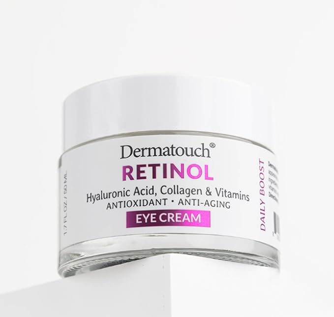 DERMATOUCH Retinol Eye Cream With Hyaluronic Acid, Vitamin C, A, & E, Collagen, & Caffeine, Under Eye Moisturizer With Vitamins & Antioxidants, Gluten Free, Non GMO Skin Care, Made in USA, 1.7 Fl Oz