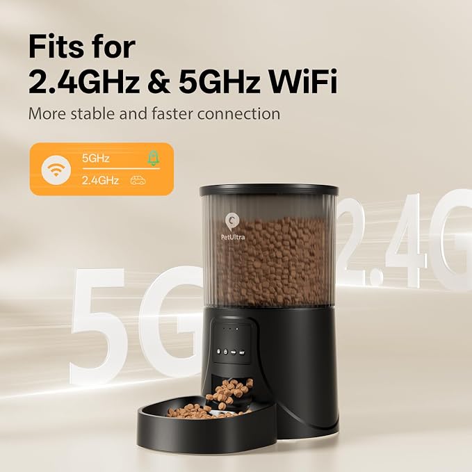 Automatic Cat Feeder 5Ghz WiFi APP Control Cat Food Dispenser | Auto Pet Feeder for Cats and Small Dog Indoor- Easy to Set and Clean, Dual Power, 1-6 Meals/Day, Timed Precise Feeding