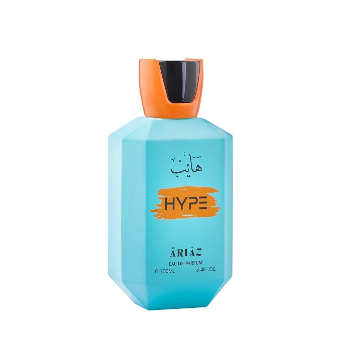 ARIAZ Hype Men’s Eau De Parfum 3.4 Oz - Fresh Citrus Aromatic Cologne with Orange, Bergamot, Mandarin, Ginger, Ambergris & Woody Notes - Clean Daytime Fragrance for Spring & Summer