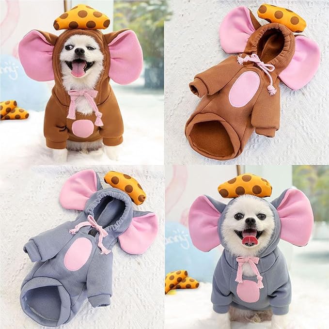 Dog Hoodie Warm Autumn Winter Pet Sweatshirt (Brown Mouse Shape,XL) | Cute styling Pet Clothing Coat For 2-25 Lbs Small Medium Dog Cat French Bulldog Chihuahua Pug Boston Terrier Poodle Dachshund