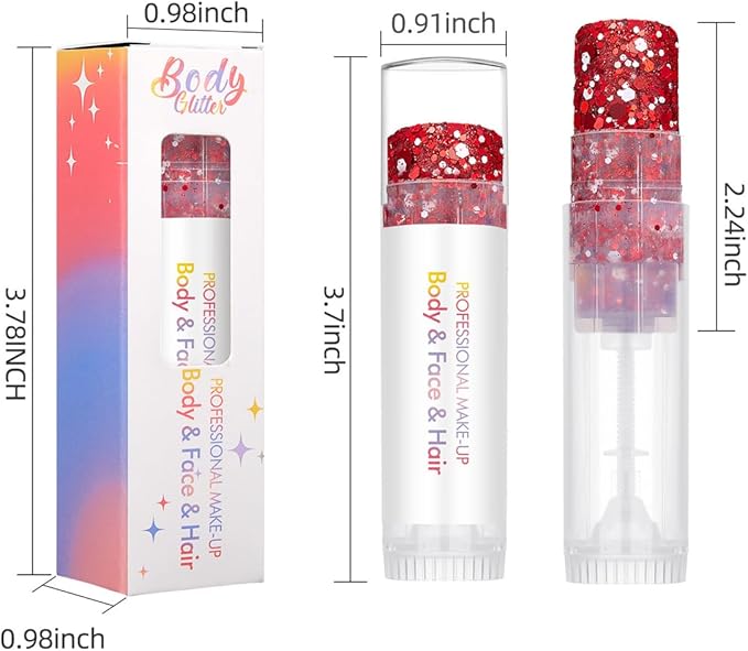 Christmas Body Glitter Stick Red Face Glitter Green Hair Glitter Christmas Face Paint Rave Makeup Glitter Festive Face Gems Halloween Fine Chunky Glitter Stick for Women Girls 2Pack