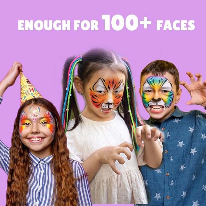 Professional Face Paint Kit, Bowitzki 12 Colors Non Toxic Hypoallergenic Water Based FDA Compliant Professional Halloween Makeup Body Face Painting Colors