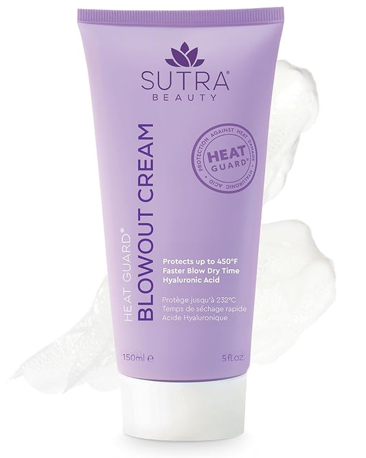 SUTRA Heat Guard Blowout Cream – Hyaluronic Acid Heat Protectant up to 450 °F – Lightweight Frizz‑Control & Moisture for Smooth, Voluminous Blowouts – Sulfate‑, Paraben‑ & Phthalate‑Free