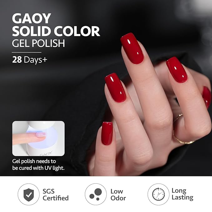 GAOY Gel Nail Polish Kit, 3 Colors 16ml White Red Black, Soak Off UV Gel Polish Set - Elegant Waltz
