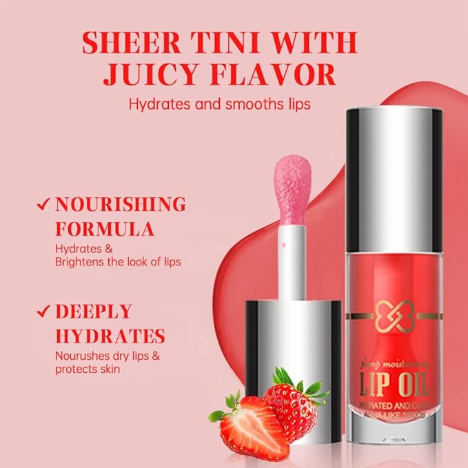 Hydrating Lip Oil, Nourishing Lip Lacquer with Non-Sticky Formula, Color Changing, 0.35 Ounce (5#, 1 Count (Pack of 1))
