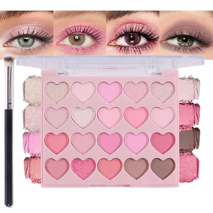 SUAKE Nude Pink Eyeshadow Palette, Matte & Shimmer, High Pigmented 20 Colors Brown Purple Eye Shadow Primers for Eye Makeup, Korean Powder Palet de sombras de ojos (01#-NUDE-20 COLORS)