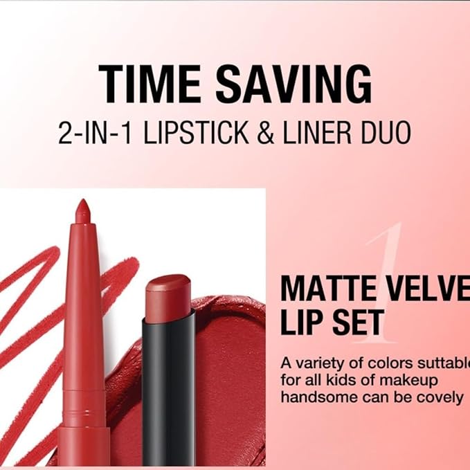 Lip Liner & Lipstick Set (12 Shades) - Long-Lasting, Waterproof & Transfer-Proof Matte Lip Kit, Smooth Creamy Texture, Bold to Nude Shades for Everyday & Party Wear, Ideal for Makeup Lovers (03)