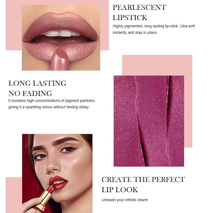 Pink Purple Metallic Lipstick for Women,Lightweight Shimmer Frosted Lipstick,Glitter Lip Gloss Stain Long Lasting Waterproof Smudge Proof 24 Hour Full Coverage Lip Makeup,Vegan
