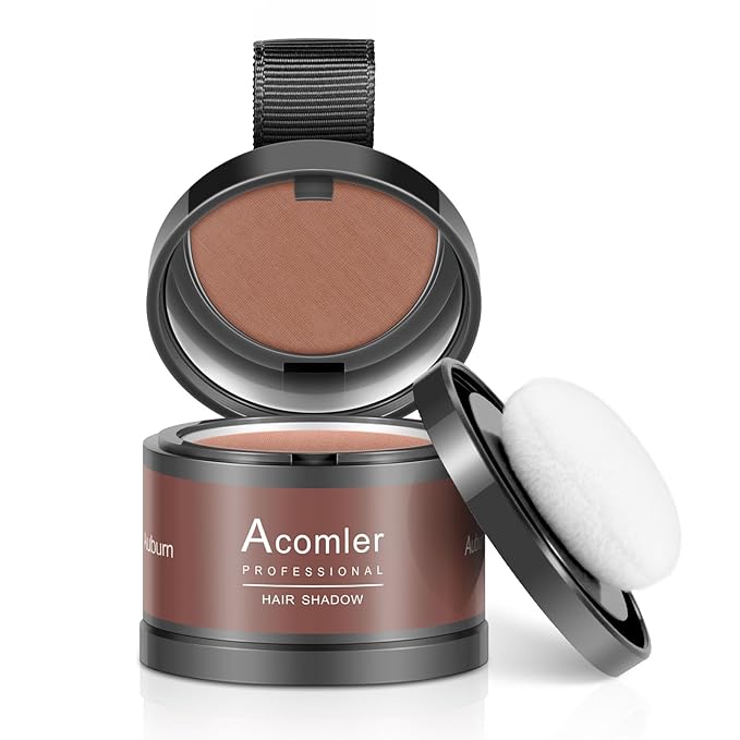 Acomler Instantly Root Cover Up Powder - Hairline Shadow, Touch Up for Thinning, Grey Hair, Eyebrows, Beard Line, Bald Spots (Auburn)