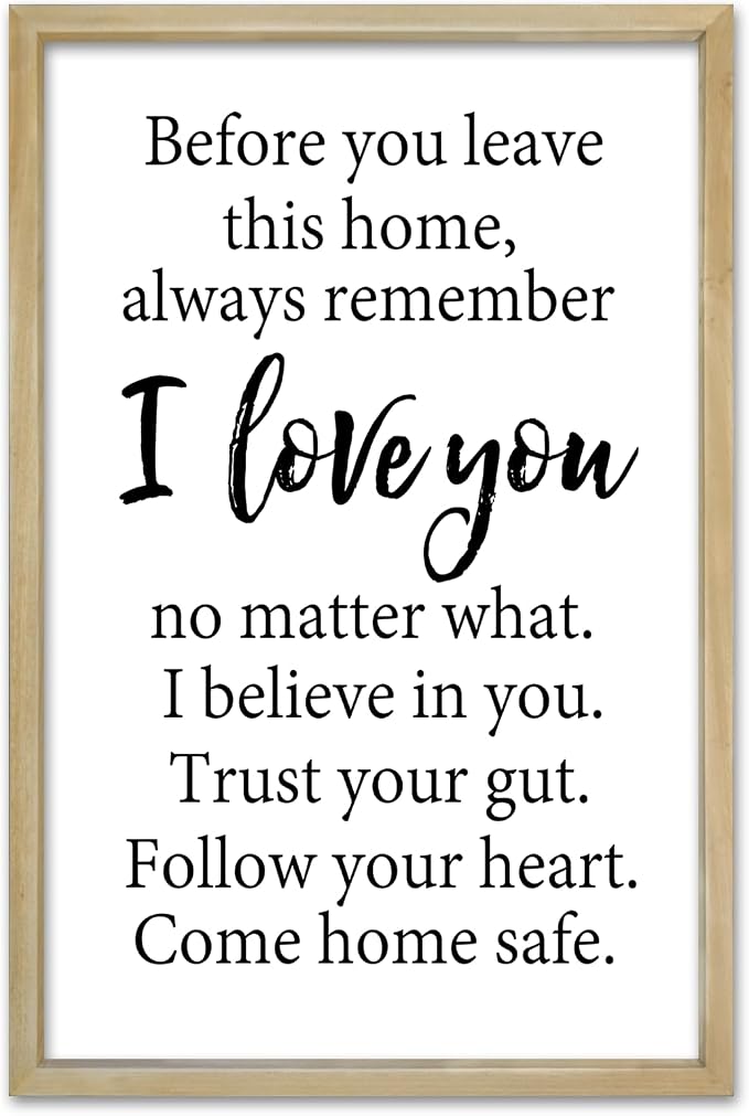 RLWangChao Before You Leave This Home Wall Decor Art 24"X16" Wood | I Love You Sign, Inspirational Quotes, Family Entryway, Wood Framed Wall Hanging