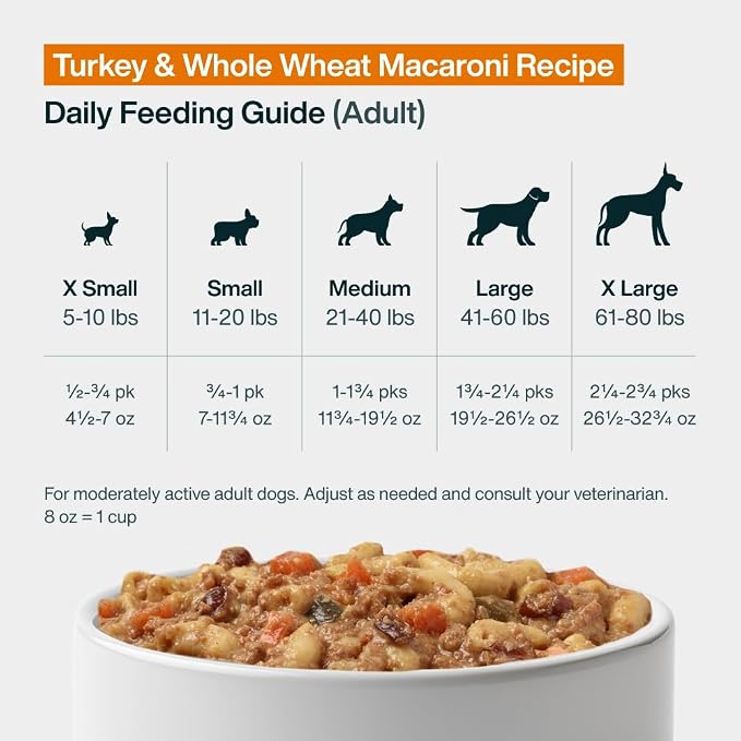 JustFoodForDogs Pantry Fresh Wet Dog Food Complete Meal or Dog Food Topper, Turkey & Whole Wheat Macaroni Human Grade Dog Food Recipe - 12.5 oz (Pack of 12) | Fresh Pet Meal or Fresh Dog Food Topper, Human Grade Recipe Made With Whole Foods, Preservati...