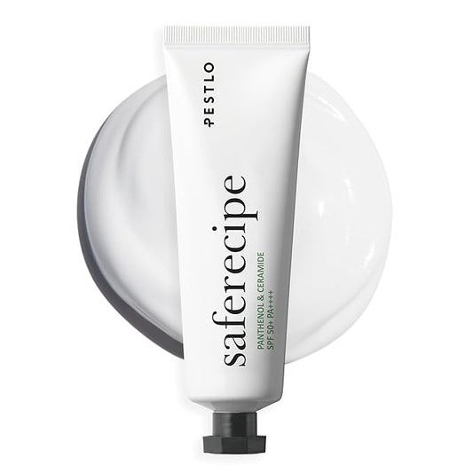 PESTLO Saferecipe Sun Essence SPF 50+ PA++++ 1.69 Fl Oz 100% Mineral - Korean Sunscreen, Non-greasy, Light-weight, Dual-Function, Moisturizing Sunblock