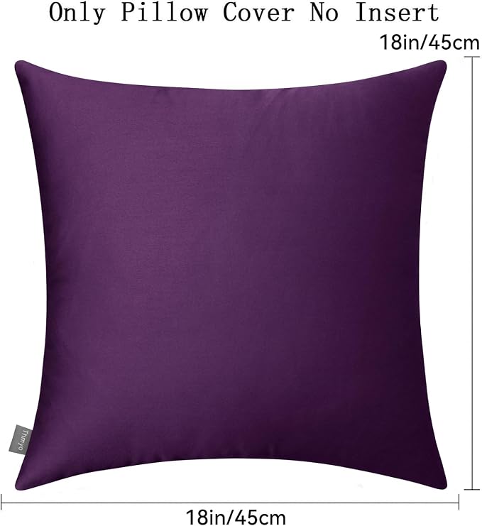 4-Pack 100% Cotton Comfortable Solid Decorative Throw Pillow Case,Thmyo Square Cushion Cover Pillowcase Sublimation Blank Pillow Covers DIY Throw Pillowcase for Couch Sofa(18x18 inch/ 45x45cm,Violet)