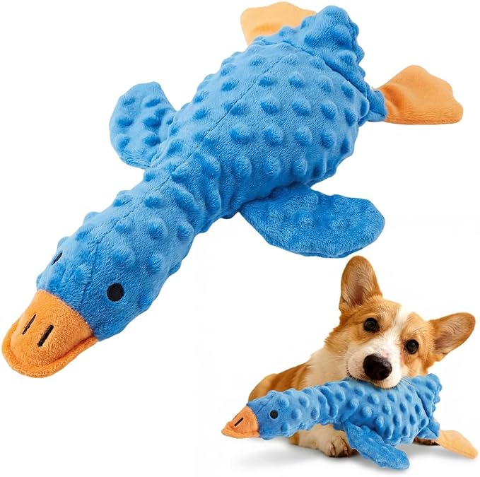 Indestructible Dog Toy for Aggressive Chewers, Durable Stuffed Squeaky Dog Toys for Small Medium Large Dogs, Interactive Chew Teething Puppy Toy for Indoor Outdoor Play (Light Blue)