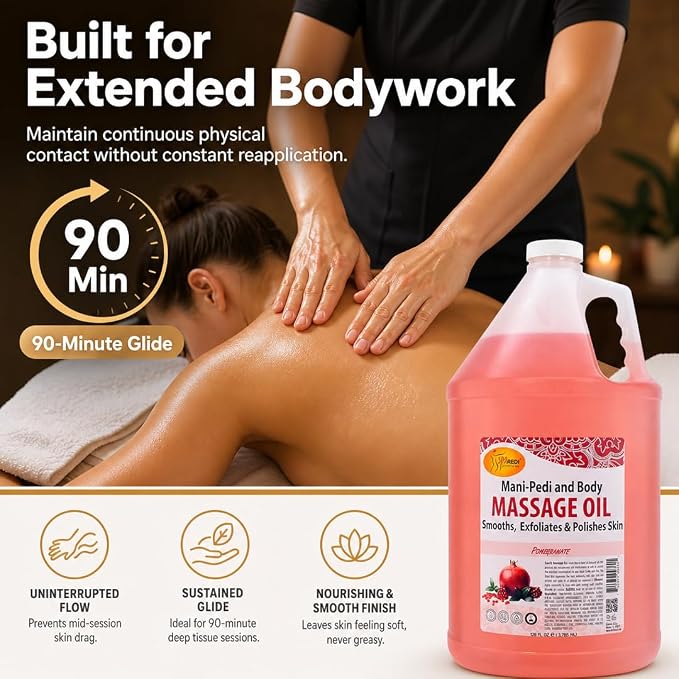 SPA REDI Professional Bulk Massage Oil – Hybrid Glide Formula with Argan Oil & 10-Botanical Complex | For Licensed Massage Therapists & Spa Use | Extended Deep Tissue Sessions | Made in USA | 1 Gallon