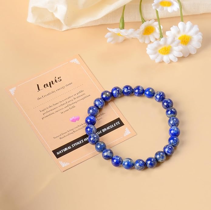 AD Beads Handmade Gemstone Stretch Elastic Bracelet Crystal Healing Reiki Nature's Beauty and Spiritual Essence Unisex
