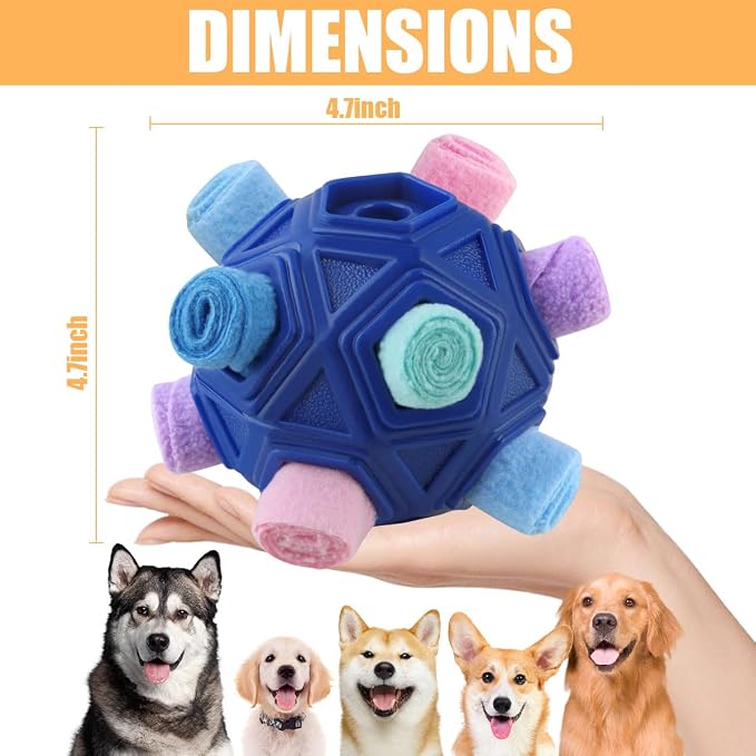 Dog Snuffle Ball-Interactive Puzzle Dog Toys Encourage Natural Foraging Skills Slow Feeder for Training and Stress Relief, Cloth Strip Hiding Food Dog Toys