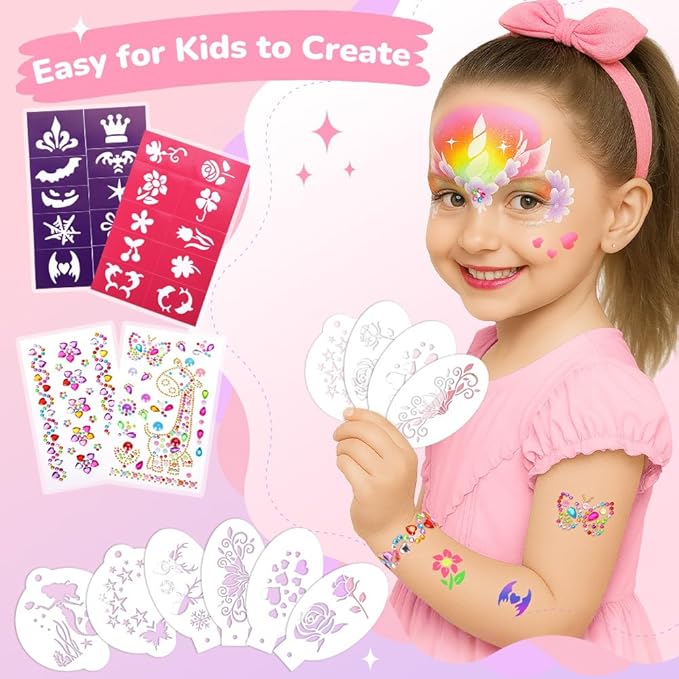 Janolia Face Painting Kit for Kids, Rainbow Face Paint Kit, Water Activated Face Paint, Macaron Color Split Cake Body Paint, Ideal Facepaint Makeup Kit for Kids Party Halloween Carnival Easter