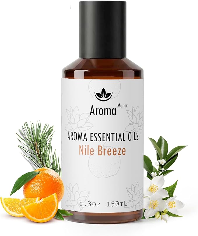 Aroma Essential Oil Blend - Nile Breeze - Hotel Fragrance Oil for Aromatherapy Diffuser Machine, Citrus Jasmine & Cedarwood, Elevate Large Room with Air Fresheners - 5.3fl oz