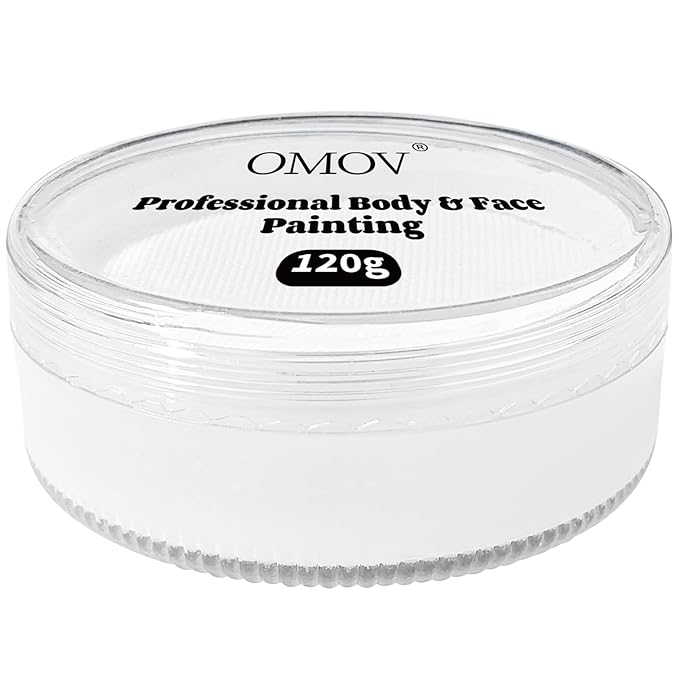 White Face Paint 120g (4.23 oz) Non-Toxic,Water Activated Face Painting Kit for Kids Adults,SFX Makeup Facepaint Palette for Halloween, Cosplay, Theater Party,Skeleton Skull Joker Special Effects