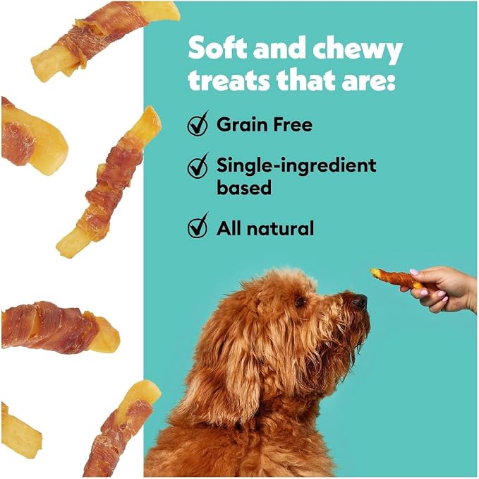 Wiggles & Wags Twists Dog Treats, Chicken & Sweet Potato, Soft and Chewy, 16 oz, with DN Essentials Bone Shaped Waste Bag Dispenser & Roll