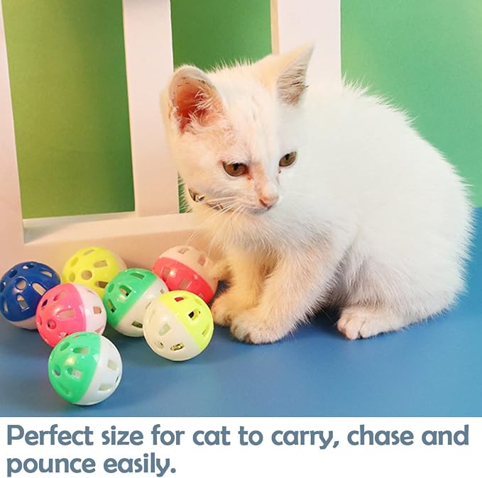 PET SHOW 20 Pack Cat Toys Balls with Bell Inside for Indoor Cats Kitten