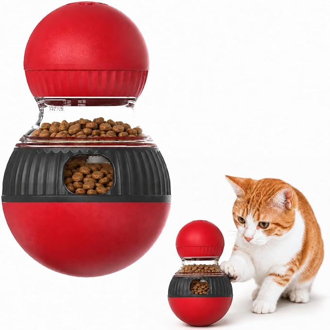 Cat Interactive Toys,Cat Treat Dispenser,Cat Toys for Indoor Cats,Sound Cat Puzzle Feeder Stimulating Activity,Portion Control Slow Feeder with Adjustable Food Intake,Suitable for Kitten and Adult Cat