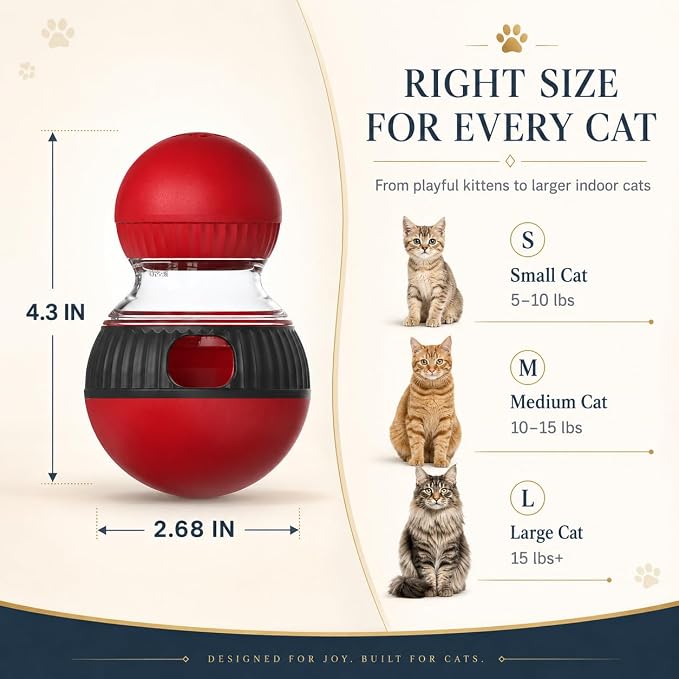 Cat Interactive Toys,Cat Treat Dispenser,Cat Toys for Indoor Cats,Sound Cat Puzzle Feeder Stimulating Activity,Portion Control Slow Feeder with Adjustable Food Intake,Suitable for Kitten and Adult Cat