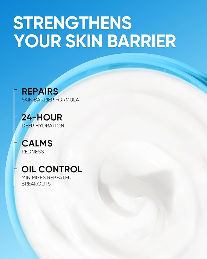 Face Moisturizer with 5X Ceramides, Hydrating Moisture Barrier Repair Cream for Sensitive/Oil Skin Types, Hyaluronic Acid & Centella, Daily Facial Moisturizer, Non-Comedogenic 30g/1 fl.oz