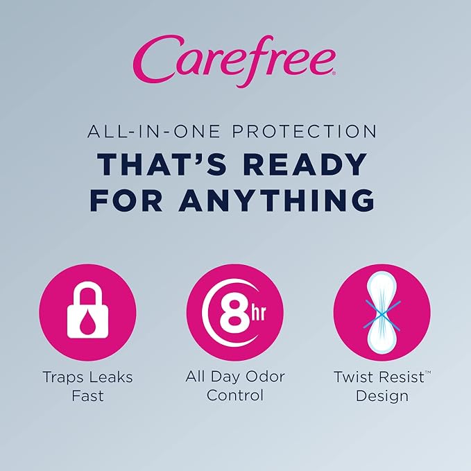 Carefree Acti-Fresh Body Shaped Regular Pantiliners, Fresh Scented, 54 Count (Pack of 1), Package May Vary