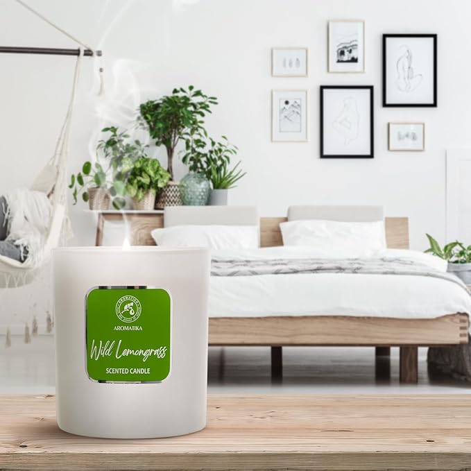 Soywax Lemongrass Candle - Aromatherapy - Up to 45 Hours Burn Time - Glass Candle Gift