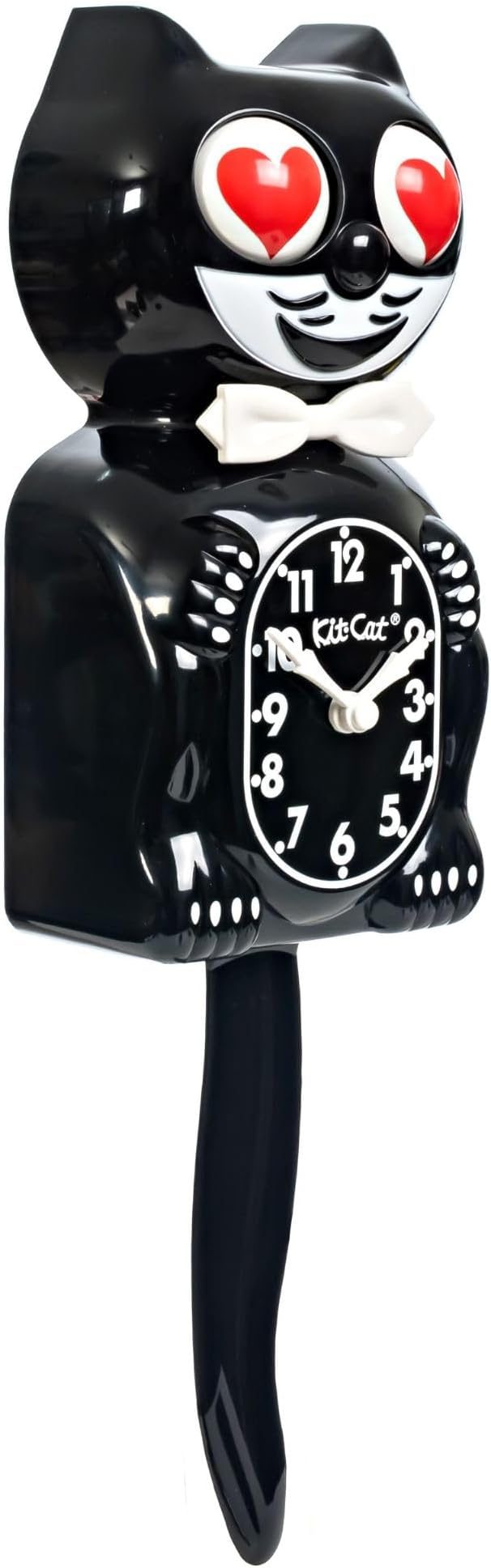 KIT CAT Klock Classic Black with Heart Eyes - Iconic Cat Clock with Moving Heart Eyes and Tail, Battery Operated Wall Clock, Made in USA, Perfect for Home Decor, Mid-Century Modern Clock, Unique Gift