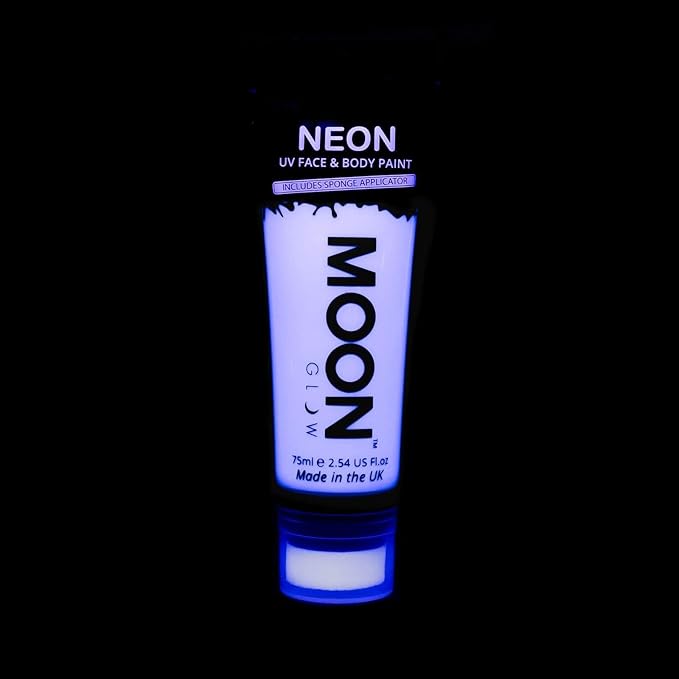 Moon Glow Supersize 2.54oz Blacklight Neon UV Face & Body Paint - White - with Sponge applicator