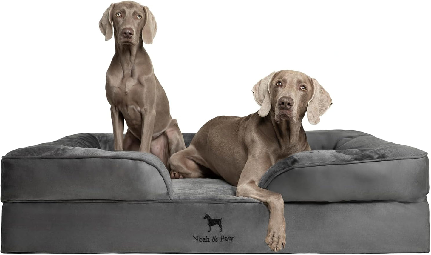 NOAH & PAW Giant Dog Bed XXL, 55x45x11 Inch, Orthopedic Dog Beds, Eggshell Memory Foam Infused with Cooling Gel, Inner Cover, Water Resistant, Machine Washable (Velvet Sofa Collection)