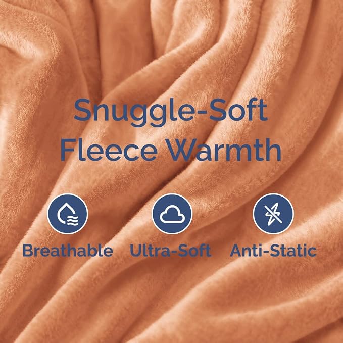 Fleece Blanket Throw XL - Ultra-Soft Flannel Fleece Blanket - Peach Fuzz | Soft, Warm, Outdoor Picnic Blanket for Camping, Travel, Lightweight, Cozy, Anti-Static, Home Decor Gifts for Men & Women