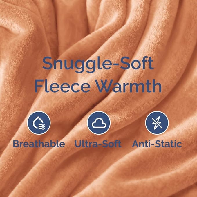 Fleece Blanket Queen Size - Ultra-Soft Flannel Fleece Blanket - Peach Fuzz | Soft, Warm, Outdoor Picnic Blanket for Camping, Travel, Lightweight, Cozy, Anti-Static, Home Decor Gifts for Men & Women