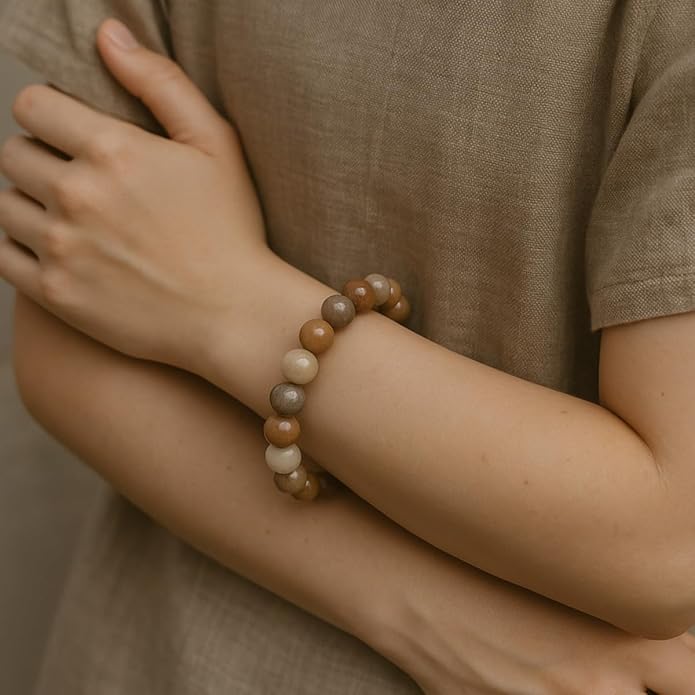 8mm Natural Gemstone Beaded Bracelet for Women, Dainty Round Crystal Stretch Bracelets, Spiritual Healing & Calming Stone Jewelry Gift