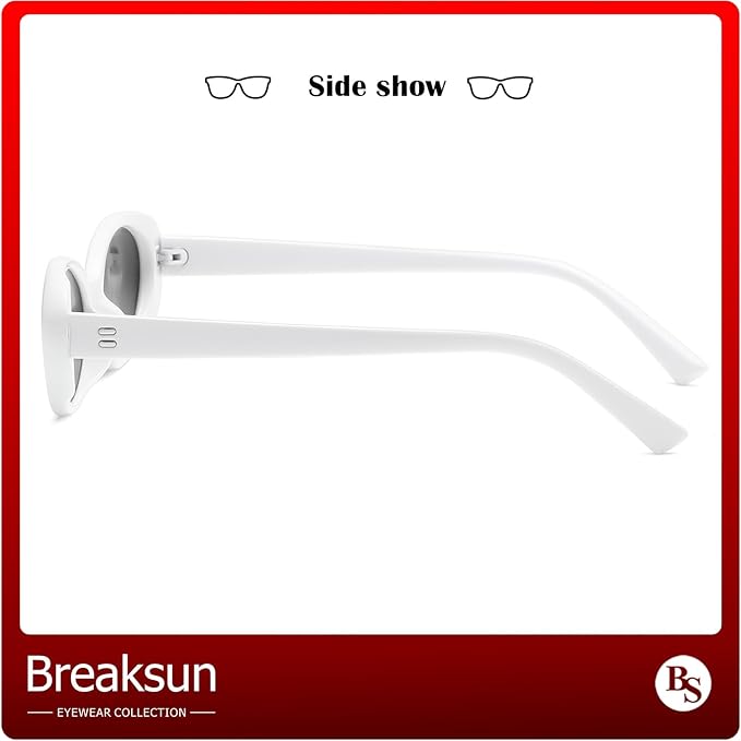 Breaksun Retro Oval Sunglasses for Women Men Fashion Small Oval Sunglasses 90s Vintage Shades