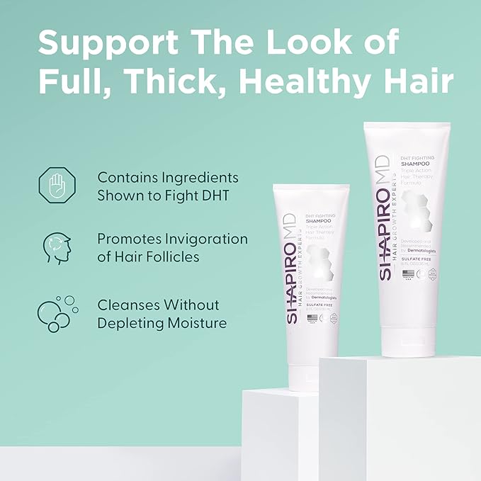 Shapiro MD Hair Growth Experts Vegan Hair Loss Shampoo for Thinning Hair | Experience Healthier, Fuller and Thicker Looking Hair (1 Month Supply) (Pack of 2)