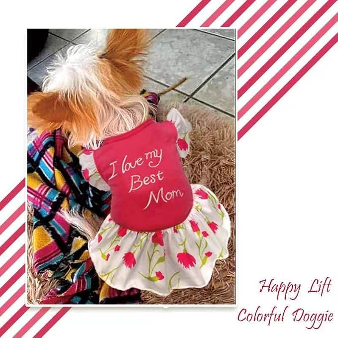 XPUDAC 4 Pack Dog Dress Girl Clothes for Small Dogs Girl Flower Dresses for Dogs Apparel Colorful Small Dog Clothes Female (S, 4 Flower)