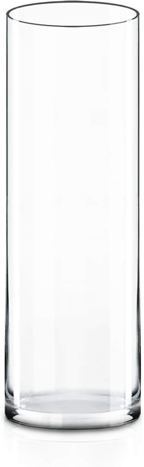 CYS Excel Clear Glass Cylinder Flower Vase, 14" Height x 4" Diameter, Elegant Hand-Blown Glass Wedding Floral Centerpiece Versatile Hurricane Candle Holder