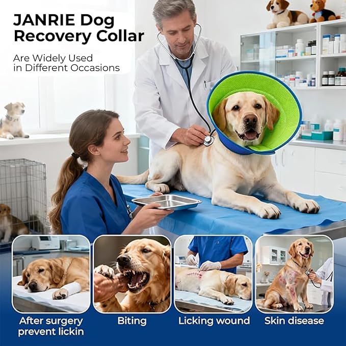 Soft Dog Cone Collar – Comfortable Cone for Dogs to Stop Licking After Surgery, Elizabethan Collar for Large Dogs, Adjustable Dog Donut Collar for Inflatable & Comfy Recovery (L)