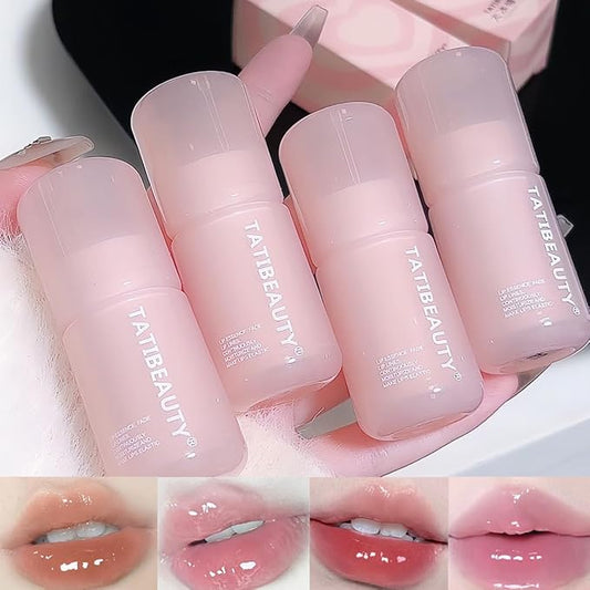 4 Colors Mirror Lip Glaze Makeup,Plumping Hydrating Lip Gloss Set,Long-Lasting Moisturizing Lip Stain,Non-Sticky for Women and Girls