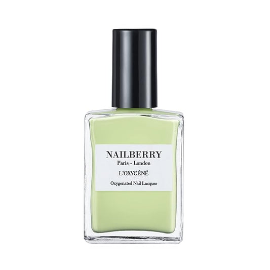 Nailberry L'Oxygéné Oxygenated Nail Lacquer | Pistach-Oh! | Light Creamy Green Opaque Polish | UV Protected Long-Wear Nail Polish | 12-Free | Vegan | Certified Halal | Cruelty & Gluten Free | 15 ml