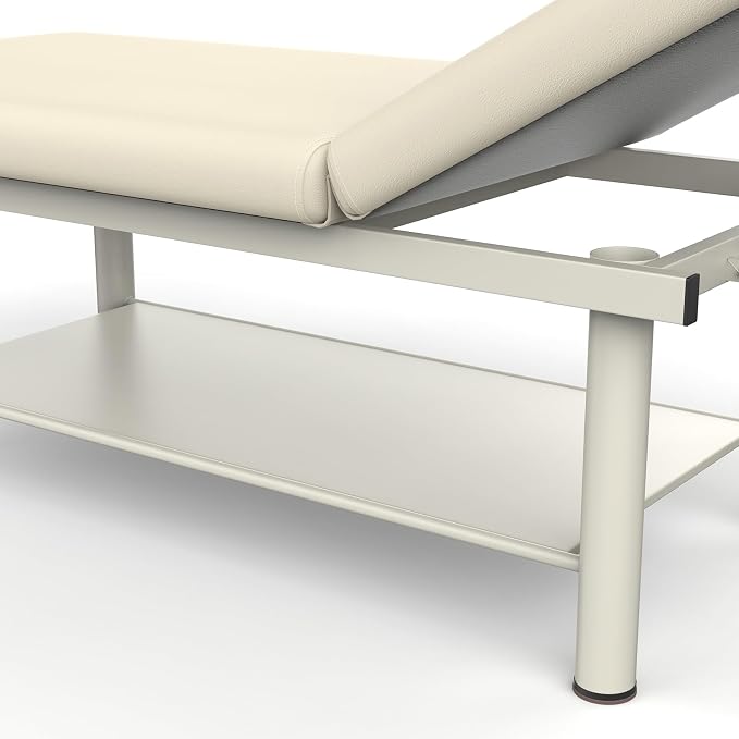 pouseayar Heavy Duty Professional Stationary Massage Bed with Wide Backrest for Therapy, Facial Treatments, Metal Frame, PU Leather