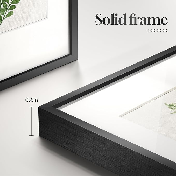 Framed Modern Green Tropical Fern Botanical Wall Art, 6 Piece 11x14 In | Leaf painting, Plant leaves wall decor, Plexiglass with mat prints, Ready to hang artwork, Living room bedroom pictures