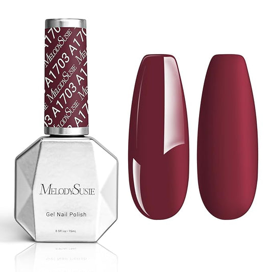 MelodySusie Thick Red Brown Gel Nail Polish,0.5fl oz Nails Soak Off UV LED Dark Red Gel Polish Gift for Women Nail Art Manicure Salon DIY Nail Design Decoration at Home-A1703