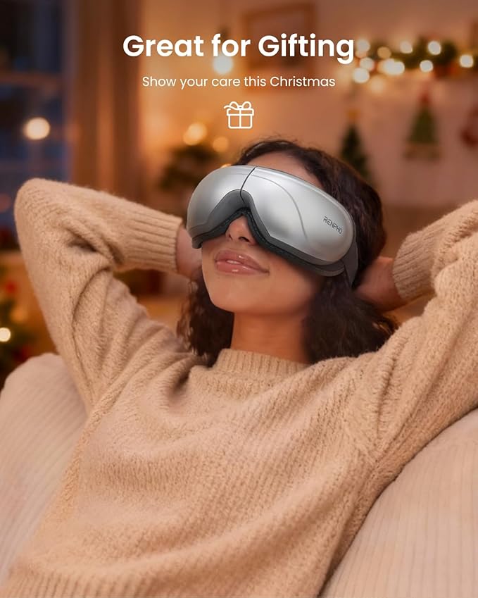 RENPHO Eyeris 2 Eye Massager with Heat, Birthday Christmas Gifts for Grandkids Mom Dad Women Men Face Massager, Heated Eye Mask for Improve Sleep