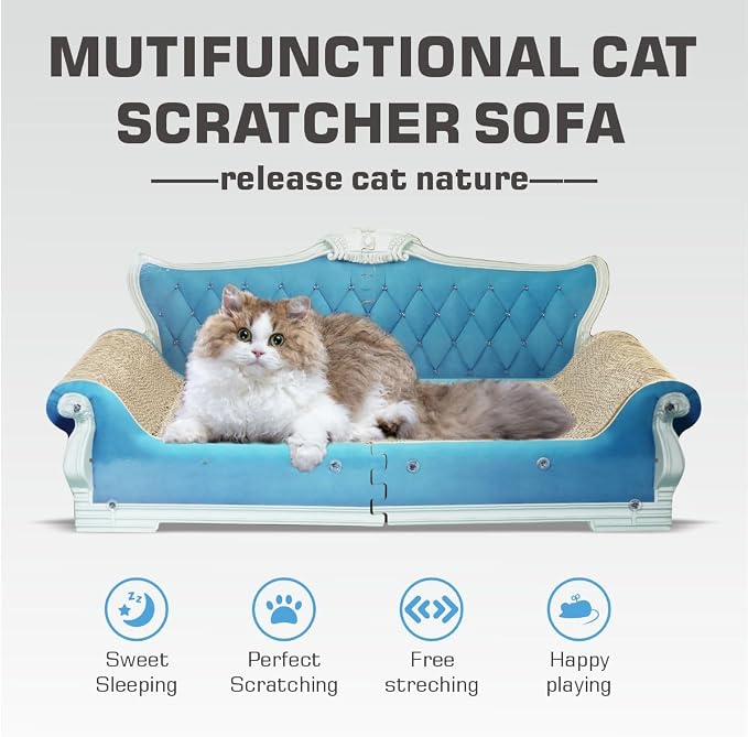 Extra Large Cat Scratcher Sofa Bed, Ergonomic Cardboard Couch | 27.5" Durable Cat Couch & Scratching Board, Reversible Lounge Furniture for Big Cats & Multi-Cat Households