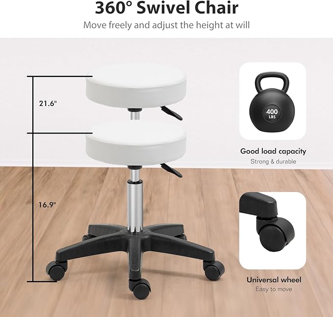 Facial Bed Tattoo Chair with Two Trays Esthetician Beds Adjustable Folding Salon Bed with Hydraulic Stool Massage Chair for Professional Massage Facial Lash Beauty Treatment Spa White